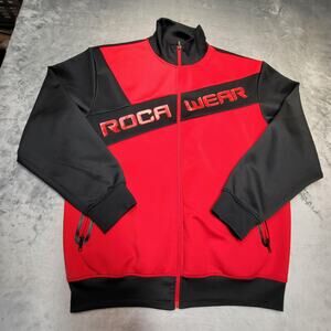 Rocawear Jacket Mens XL Red Black Full Zip Track Jacket Polyester Streetwear